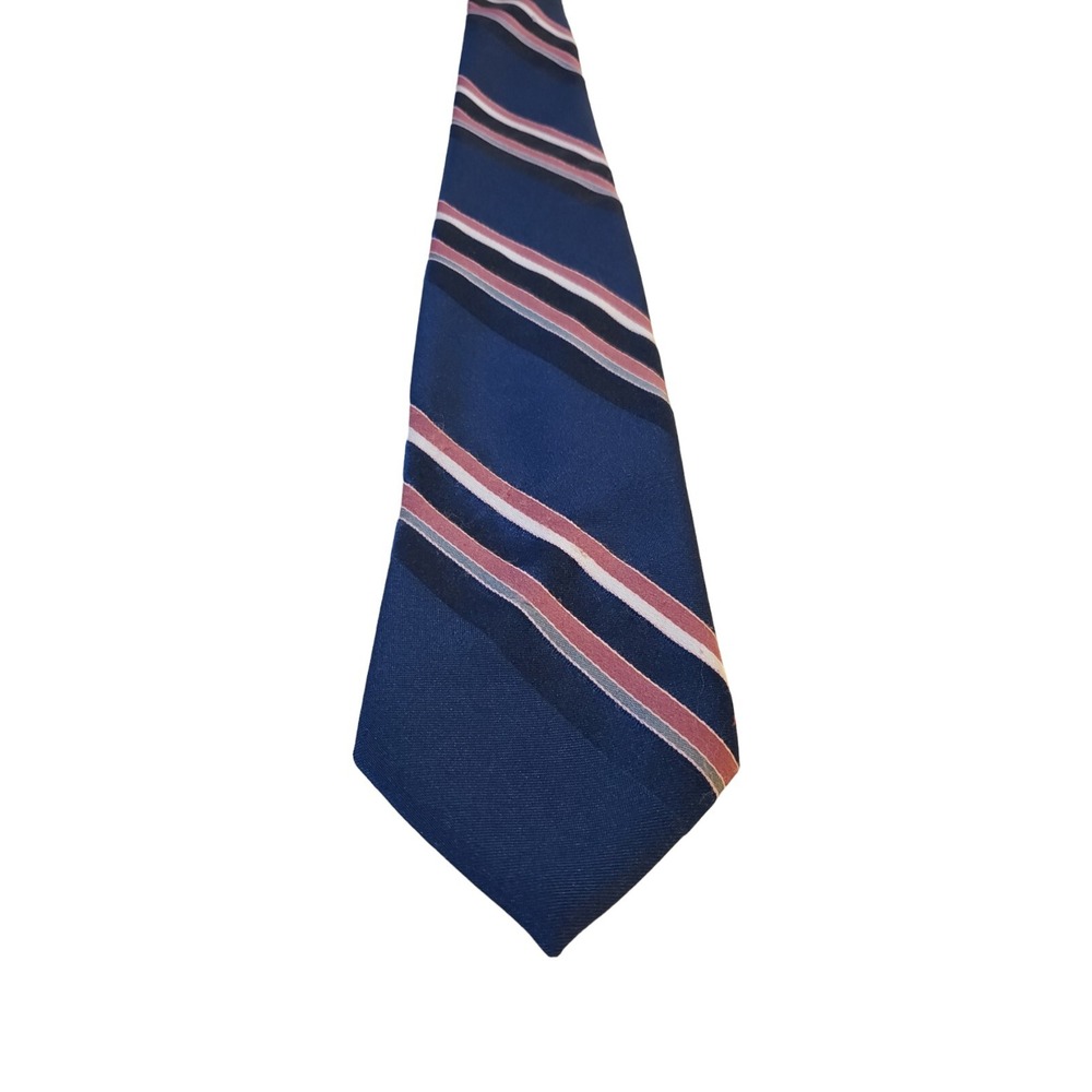 Vintage Men's Wembley Polysilk Luxury Blue Striped Necktie Made‎ in USA